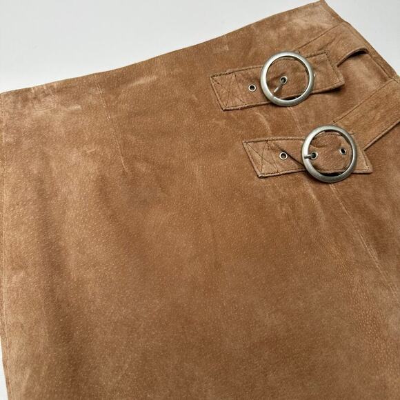 BLANKNYC Tan Suede Mini Skirt with Buckles - Picture 2 of 6